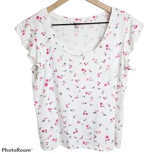 Juicy Couture | Flutter Sleeve Cherry Print Shirt